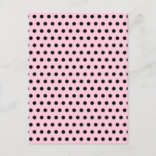 Postal Patrón de puntos de polka rosado y negro. Delicios