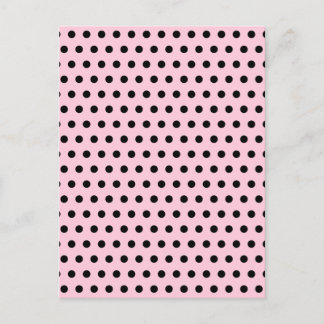 Postal Patrón de puntos de polka rosado y negro. Delicios
