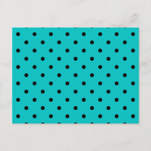 Postal Patrón de puntos de polka verde azulado y negro.