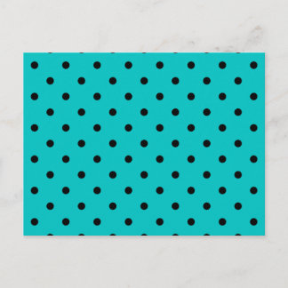Postal Patrón de puntos de polka verde azulado y negro.