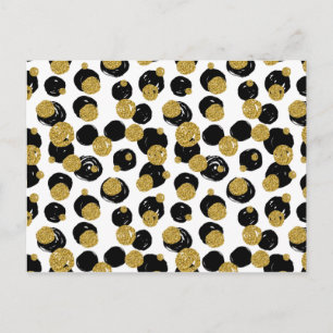 Postal Patrón de puntos dorados y negros