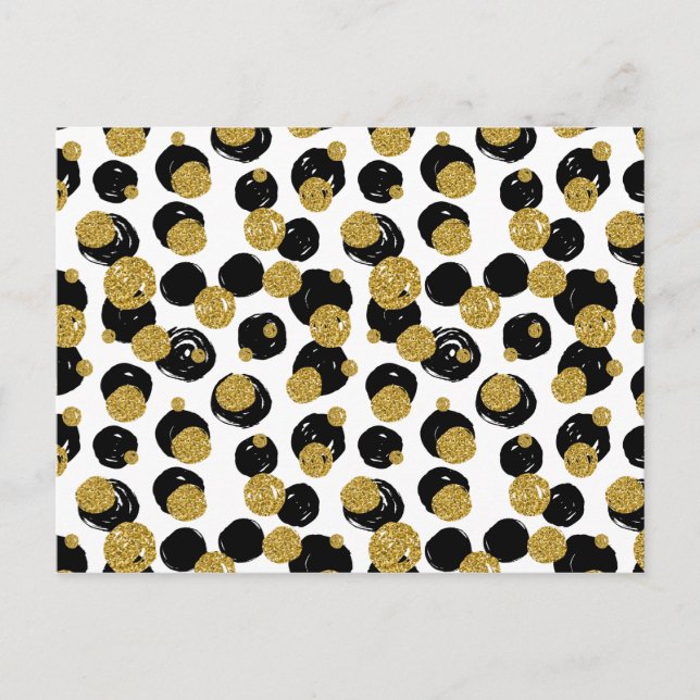 Postal Patrón de puntos dorados y negros (Anverso)