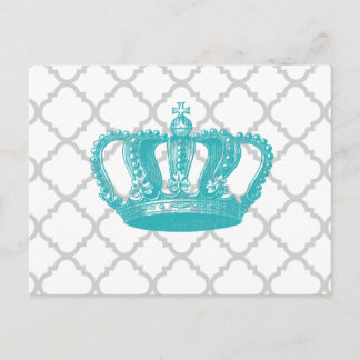 POSTAL PATRÓN DE QUATREFOIL GRIS GRIS DE VINTAJE DE AQUA