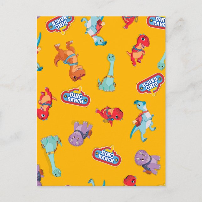 Postal Patrón de rancho Dino en amarillo (Anverso)