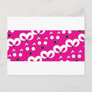 Postal Patrón de ratón de gato rosa caliente