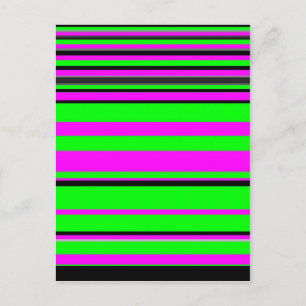 Postal Patrón de rayas coloridas de color rosa caliente v