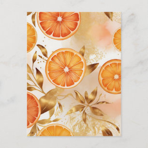 Postal Patrón de Rebanada de Naranja Dorada