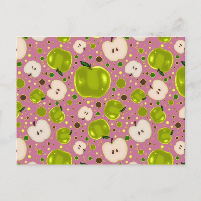 Postal Patrón de rebanadas de manzana verde (Anverso)