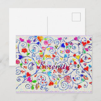 Postal Patrón de remolino floral colorido dibujado a mano
