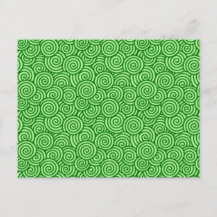 Postal patrón de remolino japonés - verde pino y lima