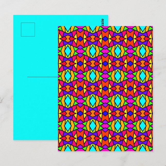Postal Patrón de Repetición Geométrica de Parche de Color (Anverso / Reverso)