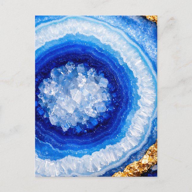 Postal Patrón de resina de geoda de oro azul (Anverso)