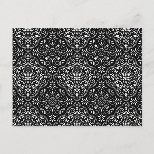 Postal Patrón de roca negra rococó florece (Anverso)