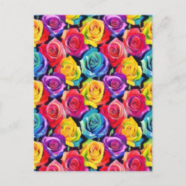 Postal Patrón de rosas acuarela salpicadas