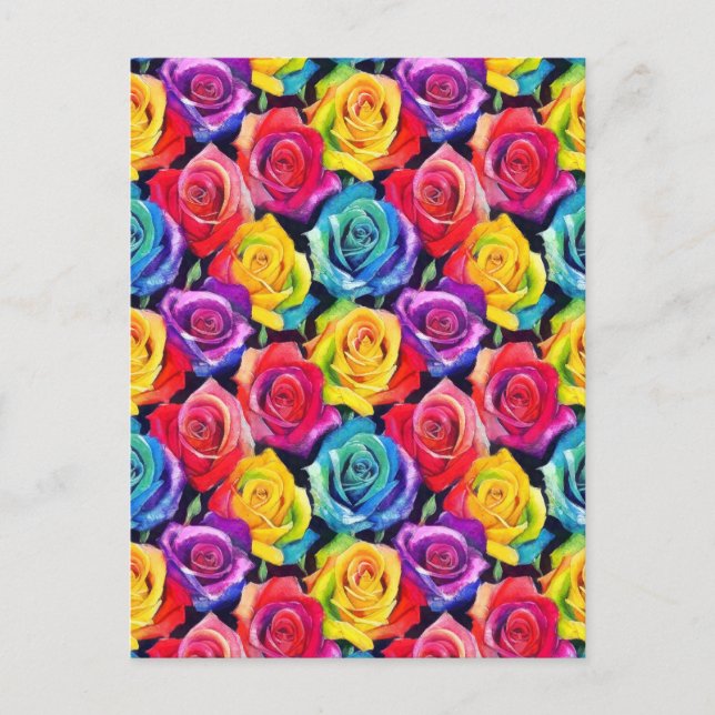 Postal Patrón de rosas acuarela salpicadas (Anverso)