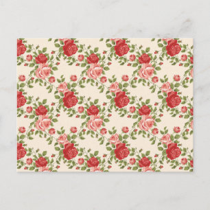 Postal Patrón de rosas vintage shabby chic