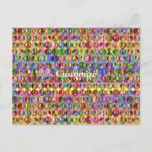 Postal patrón de símbolos de paz multicolor