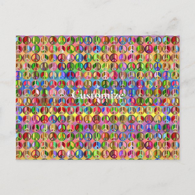 Postal patrón de símbolos de paz multicolor (Anverso)