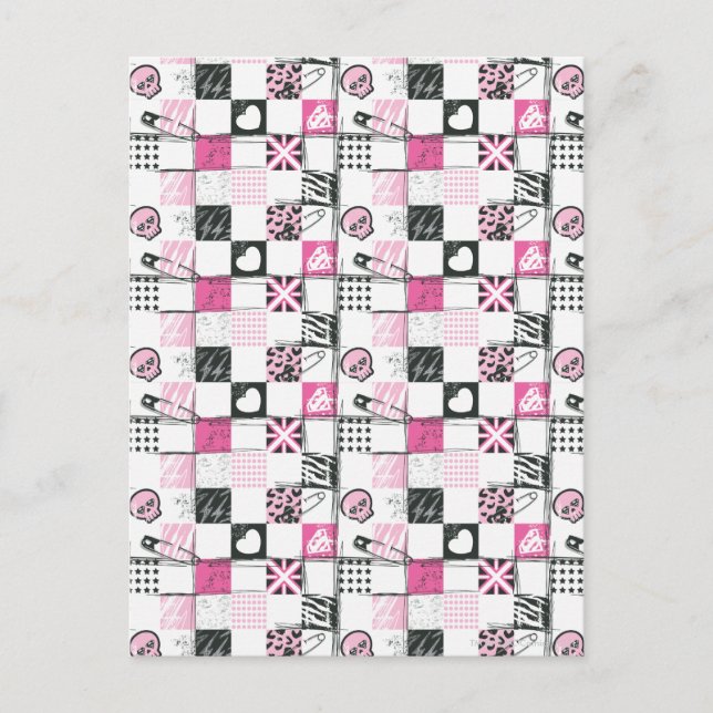 Postal Patrón de Skulls y Pins de superchica (Anverso)