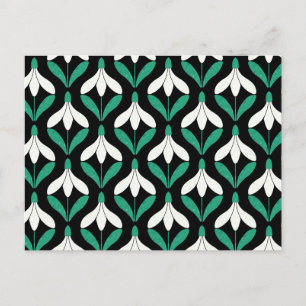 Postal Patrón de Snowdrop moderno de Retro Scandi Mid Cen