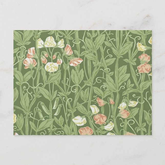 Postal Patrón de Sweet Pea de William Morris Botánico Vin (Anverso)