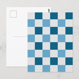 Postal Patrón De Tablero Blanco Y Azul