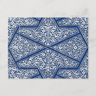 Postal Patrón de tejas persas - azul cobalto y blanco