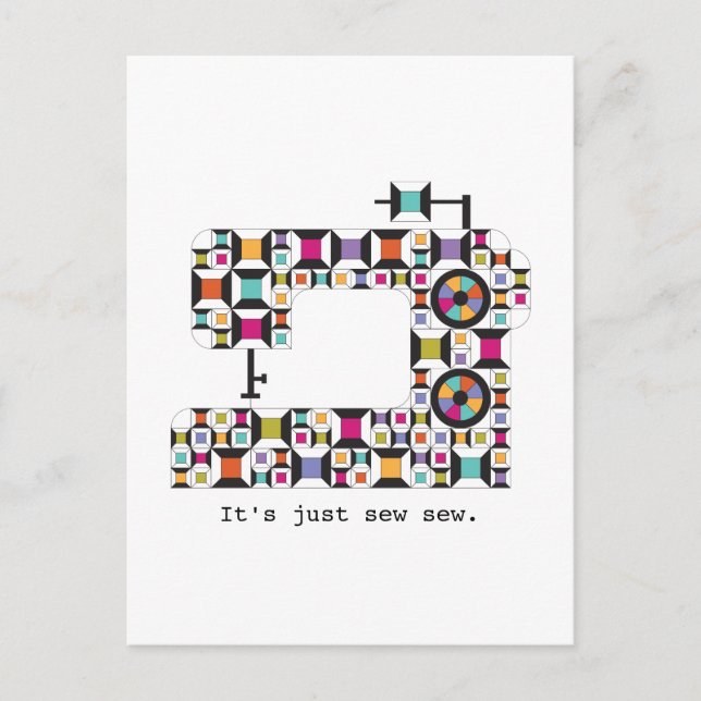 Postal Patrón de tejido de coser colorido (Anverso)