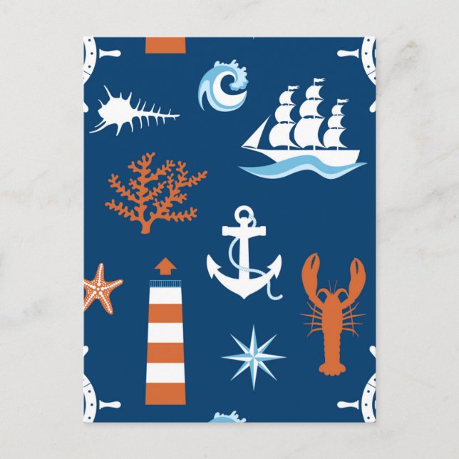 Postal Patrón de tema del mar (Anverso)