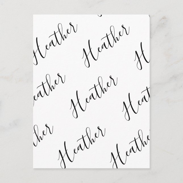 Postal Patrón de texto Scrip moderno editable | Blanco y  (Anverso)