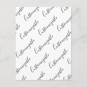 Postal Patrón de texto Scrip moderno editable   Blanco y