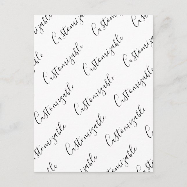 Postal Patrón de texto Scrip moderno editable | Blanco y  (Anverso)
