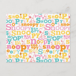 Postal Patrón de texto Snoopy Pastel