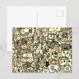 Postal Patrón de Toss dibujado a mano de personaje de dib