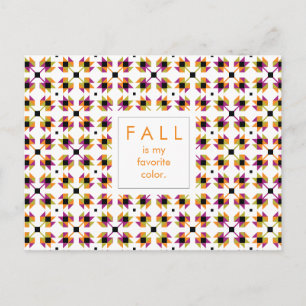 Postal Patrón de trama de tallo de hojas de otoño moderna