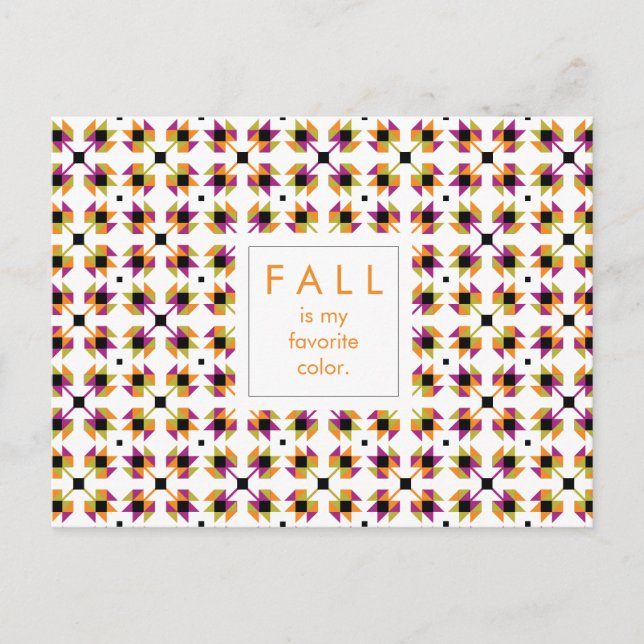 Postal Patrón de trama de tallo de hojas de otoño moderna (Anverso)