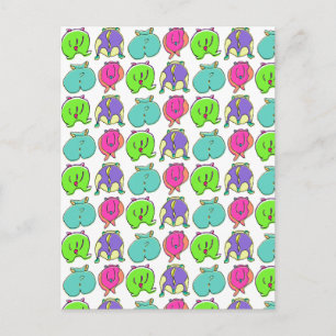 Postal Patrón de Traseros de Hámster Coloridos