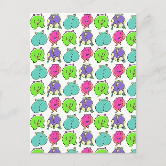 Postal Patrón de Traseros de Hámster Coloridos (Anverso)