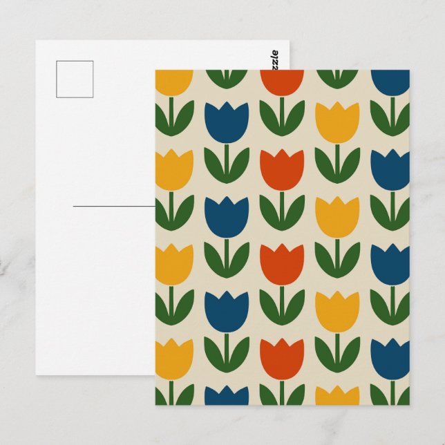 Postal Patrón de Tulipán Colorido (Anverso / Reverso)