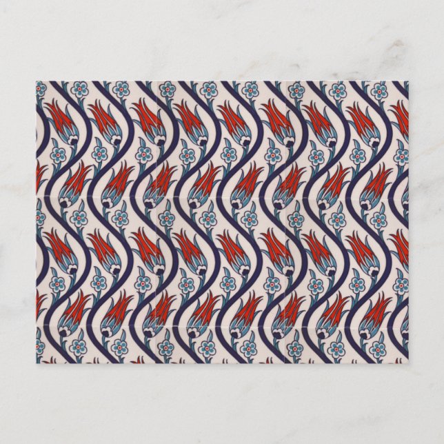 Postal Patrón de tulipanes otomanos/Arte de mosaicos (Anverso)