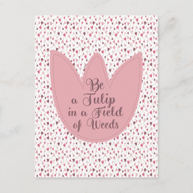 Postal Patrón de tulipanes rosado simple dulce - Todas la (Anverso)
