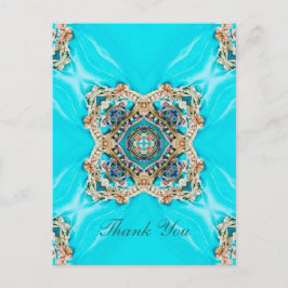 Postal patrón de turquesa vintage bohemio gracias