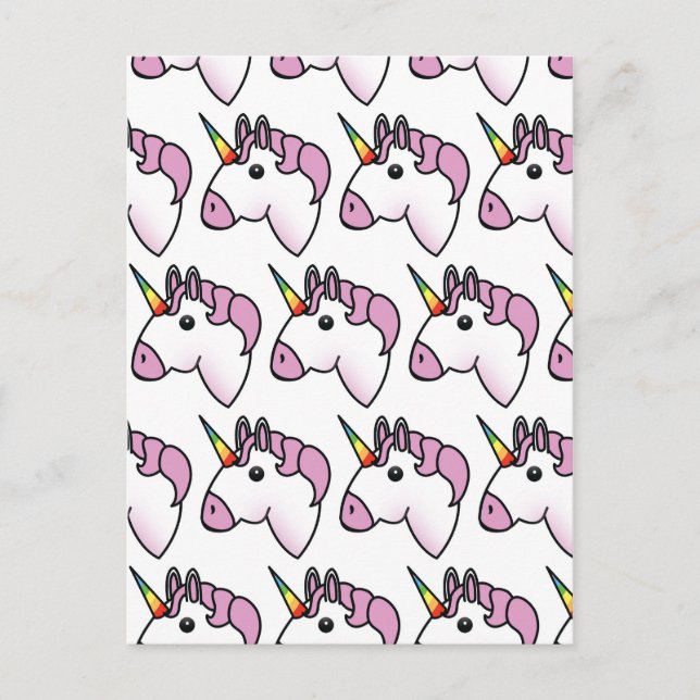 Postal Patrón de Unicornio Adorable (Anverso)