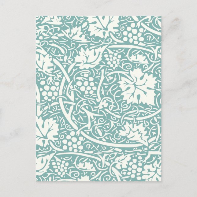 Postal Patrón de uva William Morris Turquoise Verde azula (Anverso)