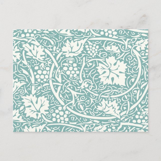 Postal Patrón de uva William Morris Turquoise Verde azula (Anverso)