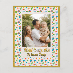 Postal Patrón de vacaciones de Navidad personalizado y el