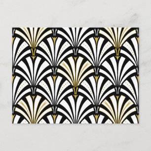 Postal Patrón de ventilador Art Deco - blanco y negro