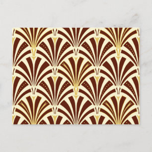 Postal Patrón de ventilador Art Decó - chocolate en crema