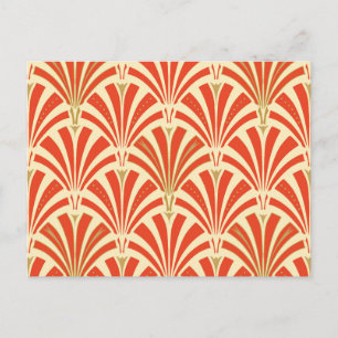 Postal Patrón de ventilador Art Deco - naranja de mandari