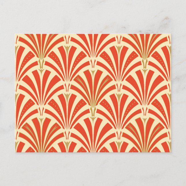 Postal Patrón de ventilador Art Deco - naranja de mandari (Anverso)